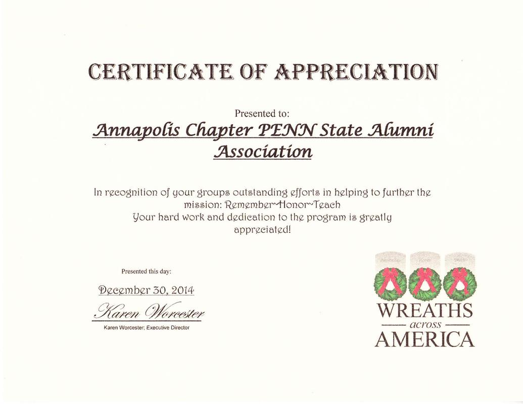 Certificates & Acknowledgments - Annapolis Chapter - Penn State Alumni ...